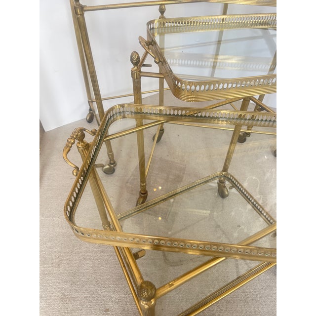 French Neoclassical Style Nesting Bar Carts With Glass Shelves, Maison Bagues For Sale - Image 16 of 18