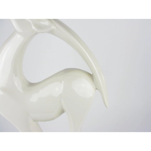 Ceramic Vintage Haeger Pottery White Gazelle or Antelope Ceramic Sculpture For Sale - Image 7 of 14