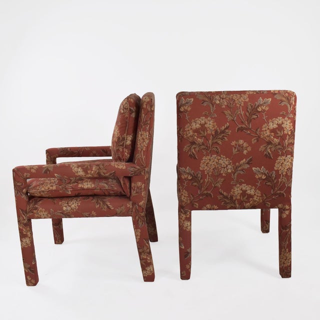 Rustic Pair of Upholstered Club Chairs by Parson For Sale - Image 3 of 8