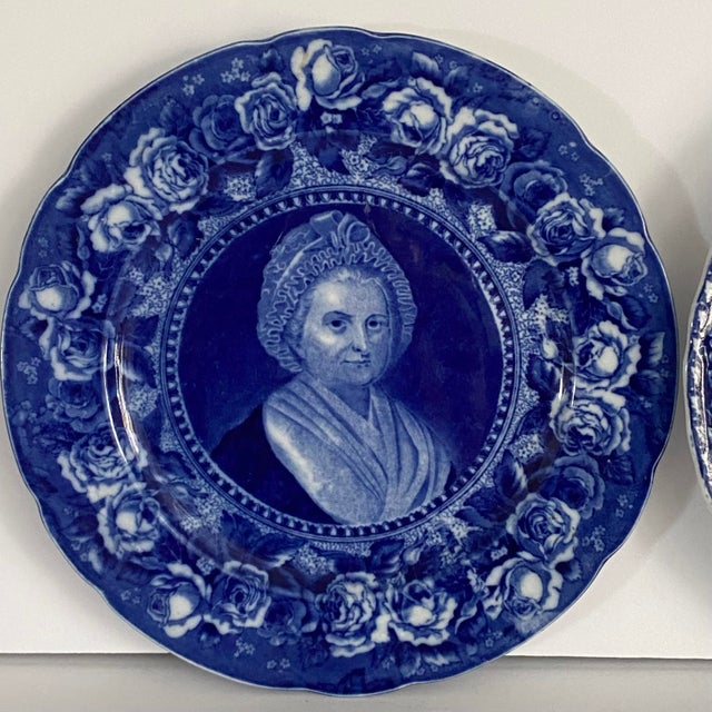 Blue Martha Washington Flow Blue Plate From an Original Miniature by Robertson - England For Sale - Image 8 of 8