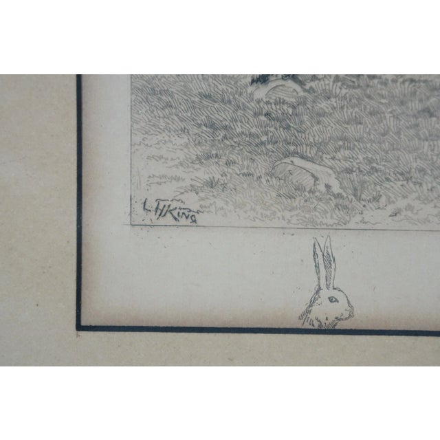 Antique Lh King the Path in the Forest Landscape Etching 20", Framed For Sale - Image 4 of 11