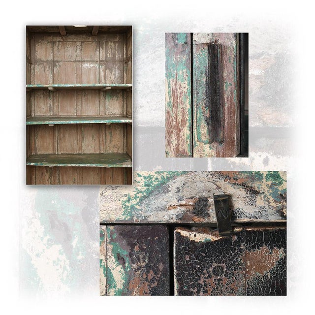 Glass Wardrobe in Patinated Wood For Sale - Image 3 of 5