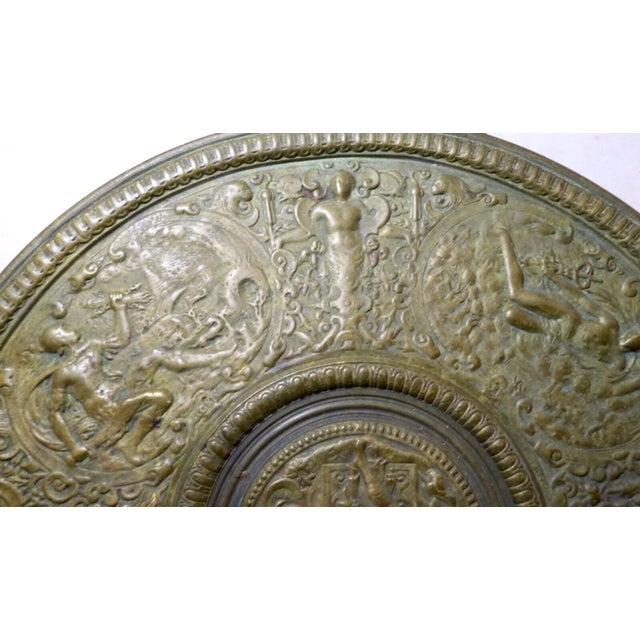 Antique Ornate Figural Mythological Temperantia Bronze German Relief Plate Bowl For Sale - Image 10 of 12