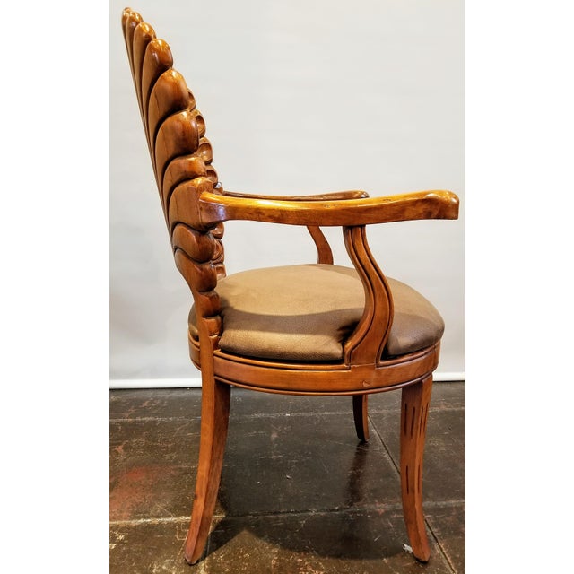 1960s Vintage Italian Venetian Baroque Carved Wood Scalloped Shell Back Grotto Style Armchair Chairish