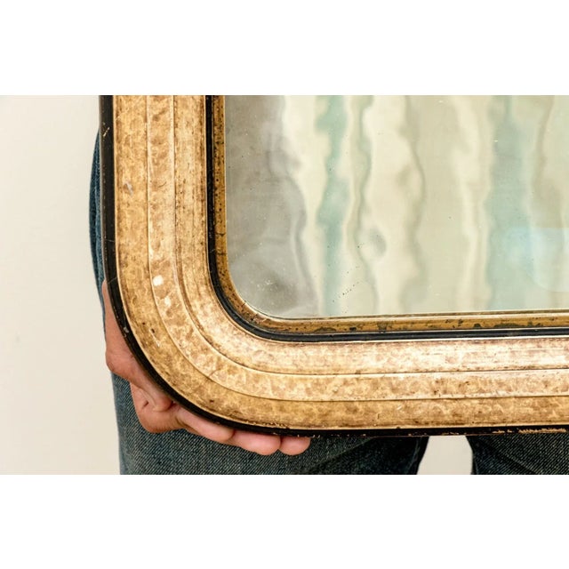 Traditional Antique 19th-Century Gilt and Painted Arched Mirror For Sale - Image 3 of 5