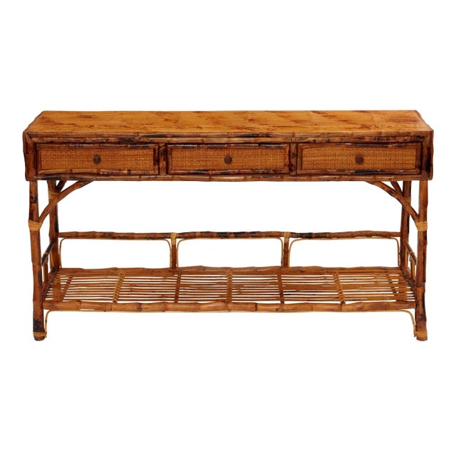 Large Buffet Console, Brown, Rattan Chairish