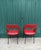 Pair of vintage armchairs, circa 1970. Red vinyl seats, black metal legs. In very good condition, with some minor stains...
