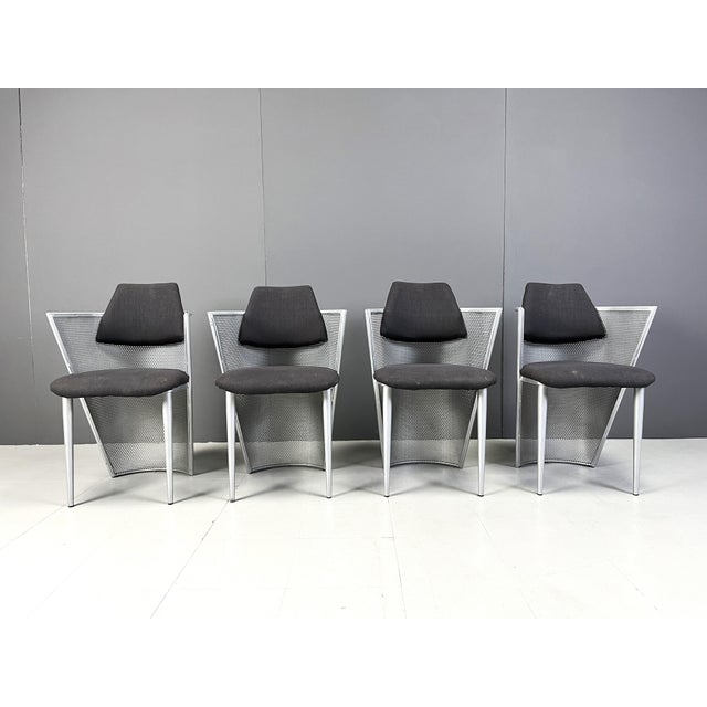 Postmodern Metal Dining Chairs, 1980s, Set of 4, in Good conditions. Designed 1980 to 1989