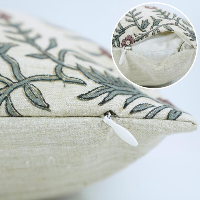 Not Yet Made - Made To Order Fabdivine Shehjan Handmade Block Print Pillow Covers 14x14 Inches Linen Blend Decorative Cushion For Sale - Image 5 of 10