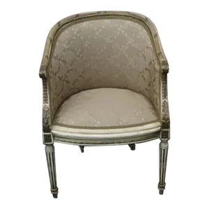 Early 20th Century French Louis XVI Style Hand Painted Carved Chair, New Upholstery