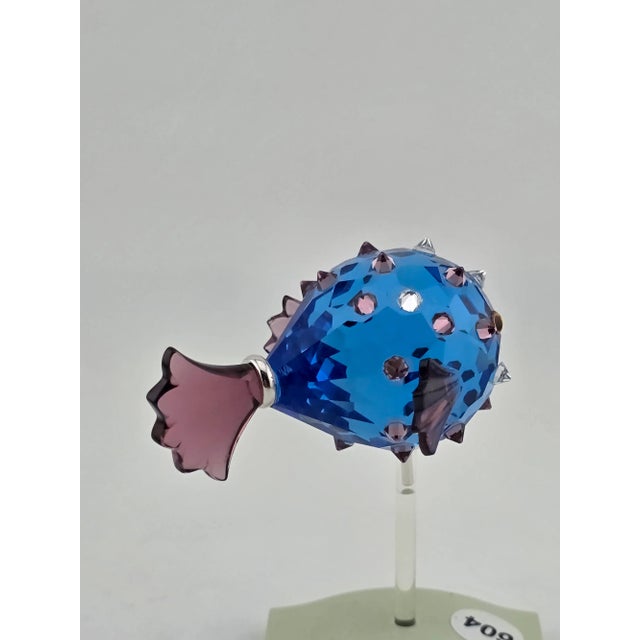 Glass Vintage Swarovski Crystal Paradise Fish 626203 Cleona Capri Blue W Box. For Sale - Image 7 of 15