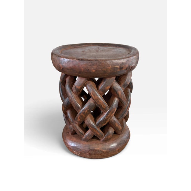 Brown Vintage Tribal Nobility Bamileke Braided Stool/Table Cameroon 15" H For Sale - Image 8 of 9