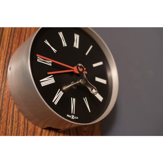 Mid-Century Modern Mid Century Modern Zebrawood and Chrome Wall Clock by Howard Miller For Sale - Image 3 of 14