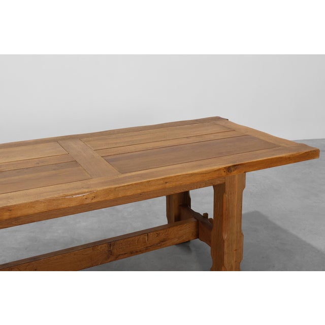 Wood Mid-Century Brutalist Oak Dining Table, Belgium, 1960s For Sale - Image 7 of 13