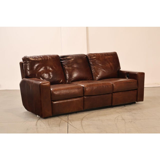 Soft Line Pair of 'Energia' Leather Power Reclining Sofas For Sale In Philadelphia - Image 6 of 18