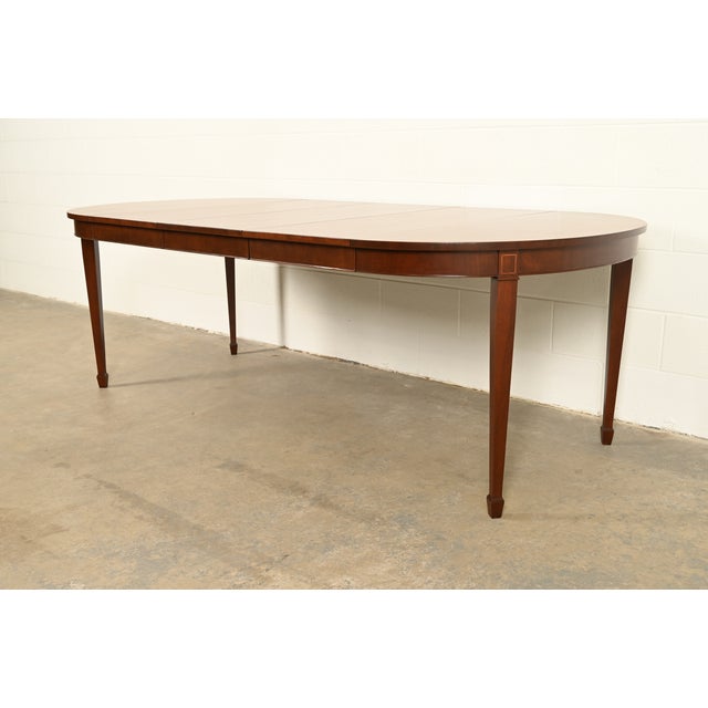 Kindel Furniture Kindel Furniture Federal Inlaid Mahogany Extension Dining Table, Newly Refinished For Sale - Image 4 of 15
