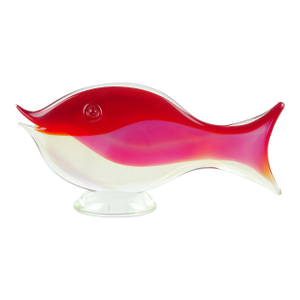 Vintage Murano Sommerso Red Opalescent White Italian Art Glass Centerpiece Fish Figure Sculpture