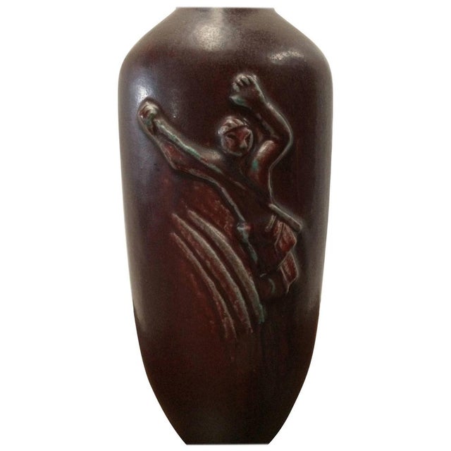Oxblood Glazed Art Deco Vase by Jais Nielsen for Royal Copenhagen. The large 1920´s - 1930´s oxblood glazed vase is in...