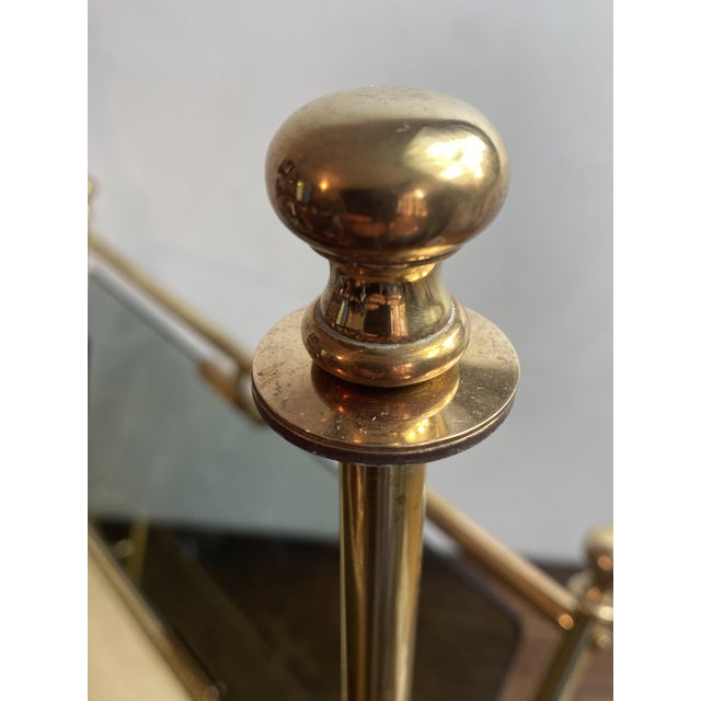 Neoclassical Magazine Rack in Brass and Bluish Glass, 1950s For Sale - Image 10 of 14