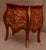 French Louis XVstyle Marquetry Inlaid Marble Top Bombe Commode For Sale - Image 3 of 4