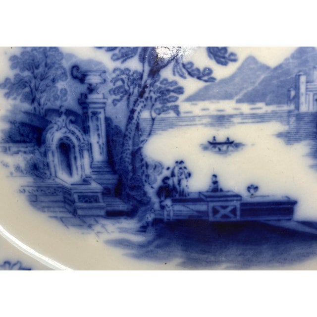 Antique W H Grindley & Co Flow Blue Platter in the Lake Scene Shanghai ...