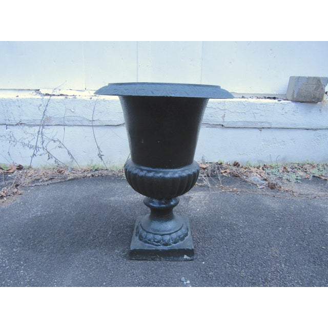 Dark Green Vintage Cast Iron Urn For Sale - Image 8 of 8