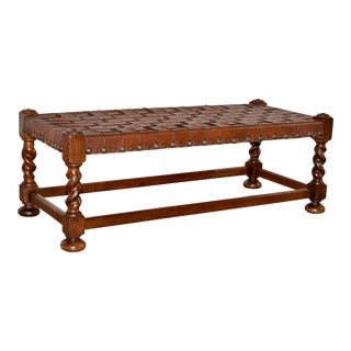 Late 19th Century English Oak Bench For Sale