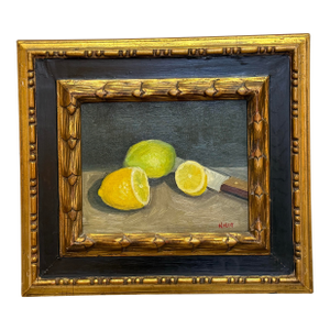 Vintage 20th Century Oil on Board, Stunning Carved Wood Frame