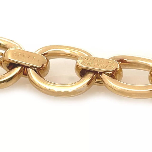 1990s Cartier Baignoire Collection 18k Yellow Gold Oval Link Collar Necklace W/Paper For Sale - Image 5 of 8