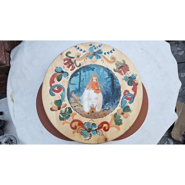 Cream Vintage Painted Wooden Rotating Tray, 1970s For Sale - Image 8 of 9