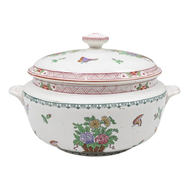 Mid 20th Century French Special Edition Porcelain Tureen With Lid For Sale