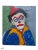 Oil on canvas by Khouresserian depicting a clown portrait with stylized facial features, including blue eyes and red...
