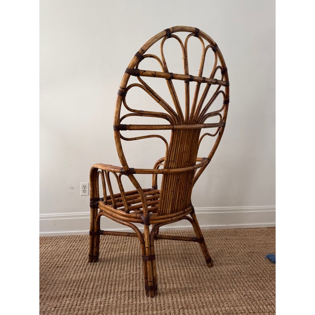 Contemporary 1970s Philippine Peacock Fan-Back Rattan Chair — Vintage Bohemian Statement Chair For Sale - Image 3 of 6