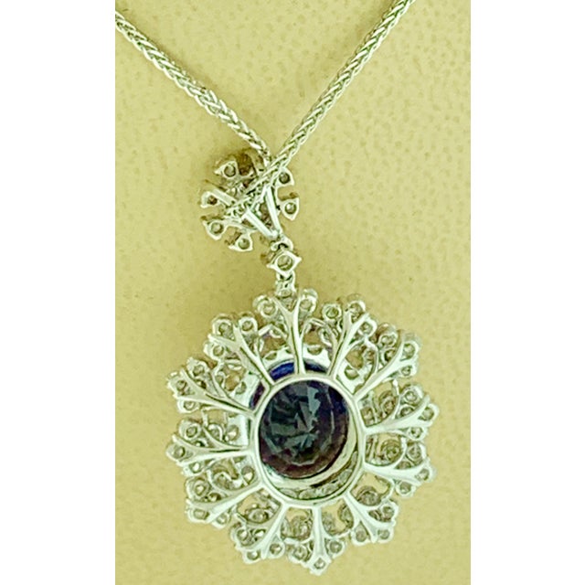 11 Carat Round Shape Spinel and 4.2 Carat Diamond Pendant Necklace 18 Karat Gold For Sale In New York - Image 6 of 18