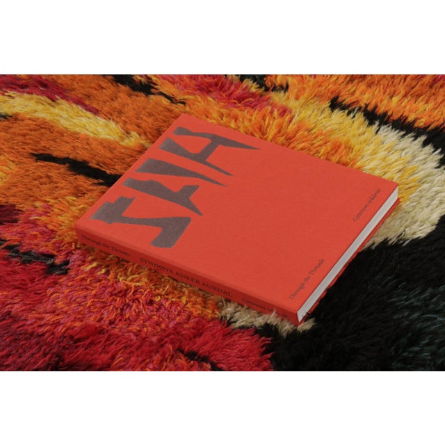 Black Vintage Swedish Rya Rug With Radiant Flame Abstract Design - Rug & Kilim For Sale - Image 8 of 9