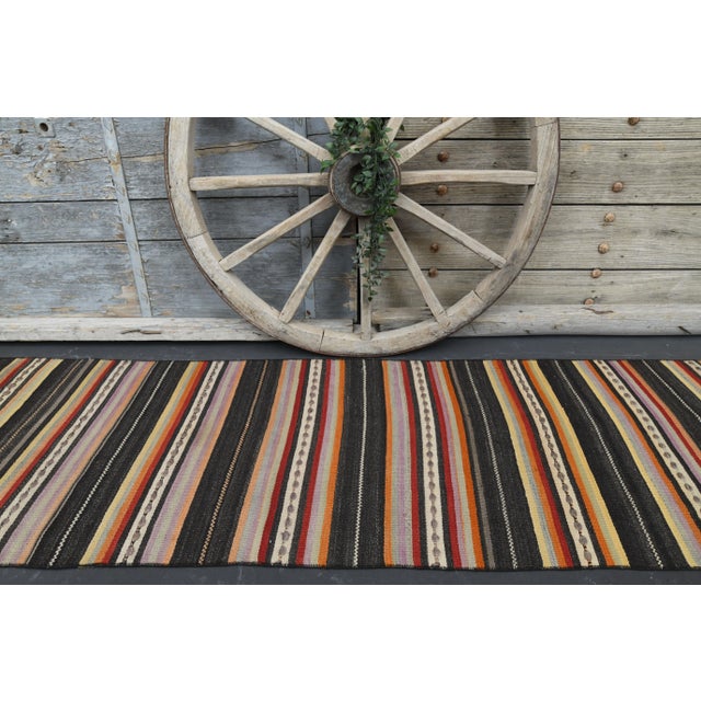 Vintage Turkish Oushak Handmade Wool Cotton Beige Runner Rug For Sale - Image 4 of 11