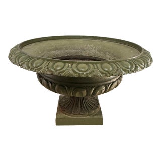 Large 19th Century Green Cast Iron Urns For Sale