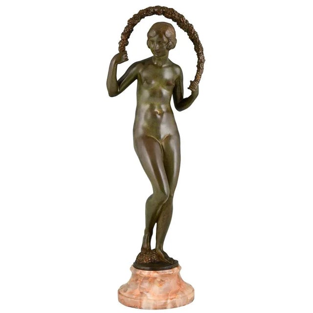 Joe Descomps Cormier, Art Deco Nude with Garland, 1925, Bronze For Sale - Image 13 of 13