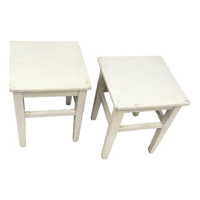 Set of Painted Stools, 1940s For Sale
