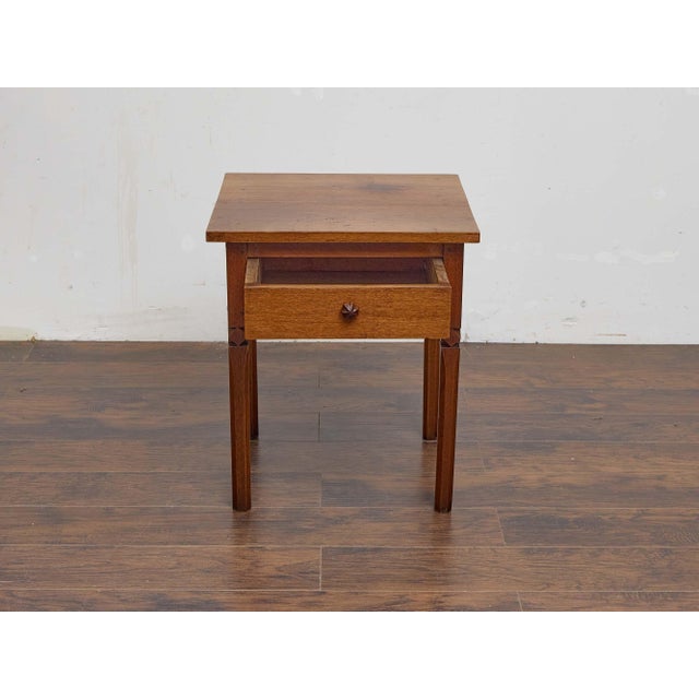 Mid 19th Century 19th Century French Walnut Side Table With Drawer and Carved Diamond Accents For Sale - Image 5 of 9