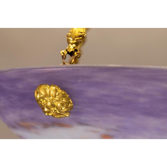 French Art Nouveau Lilac and White Glass Pendant Light from Muller Strasbourg For Sale - Image 15 of 18