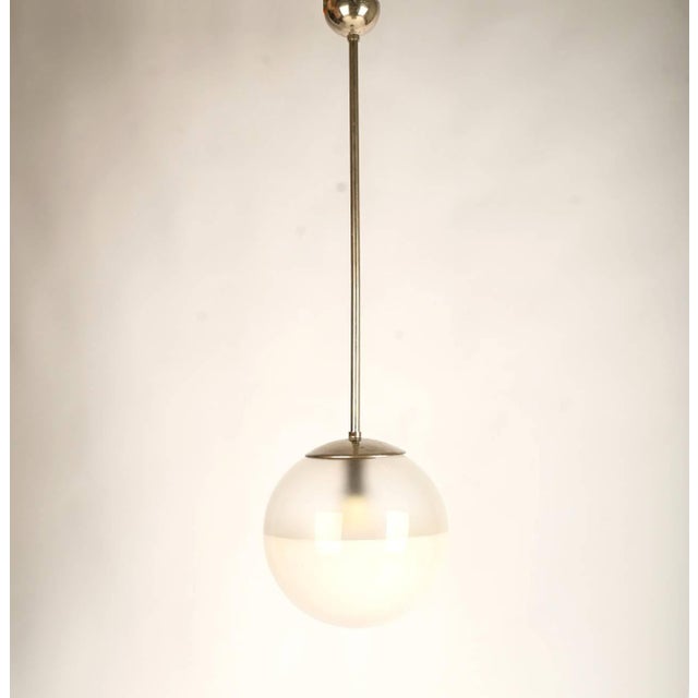 Bauhaus Opaline Glass Globe Ceiling Lamp, 1930s For Sale - Image 4 of 4