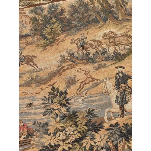 Vintage French Aubusson Style Jacquard Tapestry Hunting with Hounds, 1970s For Sale - Image 9 of 18