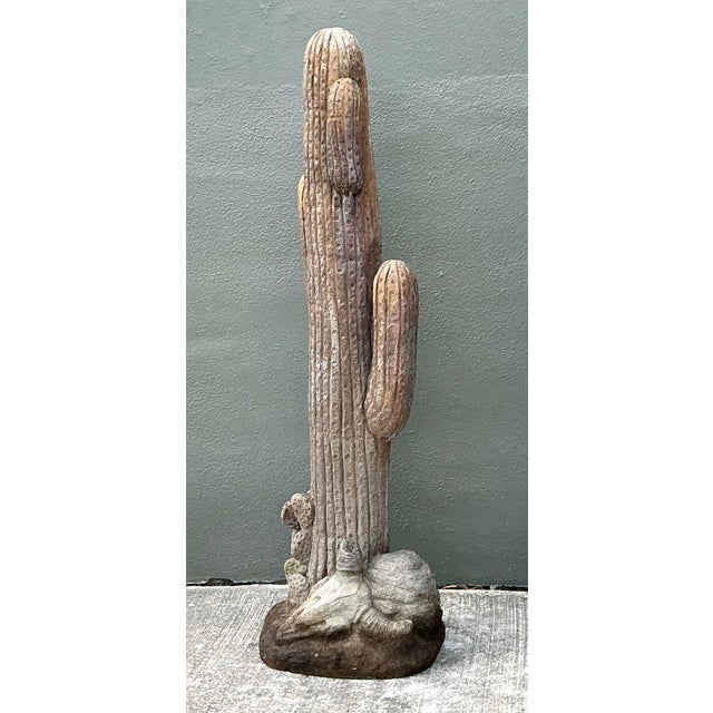 Vintage Cast Concrete Cactus Sculpture For Sale In West Palm - Image 6 of 12