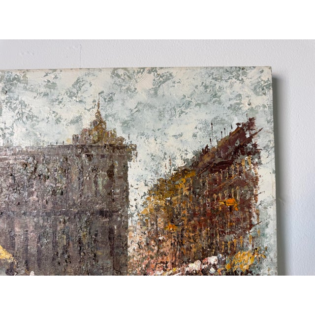 1970s Vintage Parisian Street Scene Oil Painting on Canvas For Sale In Miami - Image 6 of 9
