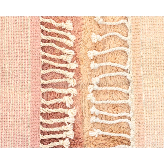 Soft Ombre Grid Hand-Knotted Moroccan Wool Rug | 8'1" X 5'5" | One of a Kind For Sale - Image 4 of 7
