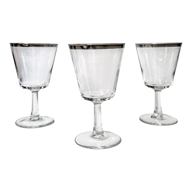 Vintage Cristal D’Arques-Durand Parisienne Wine Glasses | Set of 3 | Handmade With Platinum Rim For Sale