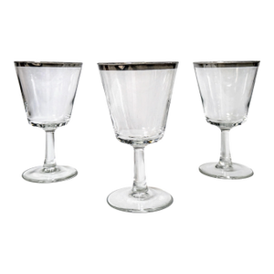 Vintage Cristal D’Arques-Durand Parisienne Wine Glasses | Set of 3 | Handmade With Platinum Rim