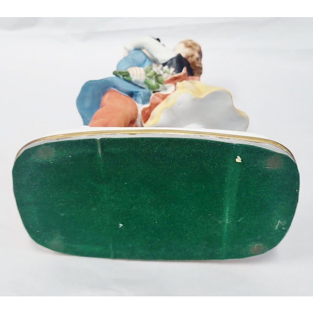 Vintage Italian Ceramic Capodimonte Porcelain Figure Boy & Girl "First Kiss" For Sale - Image 10 of 13