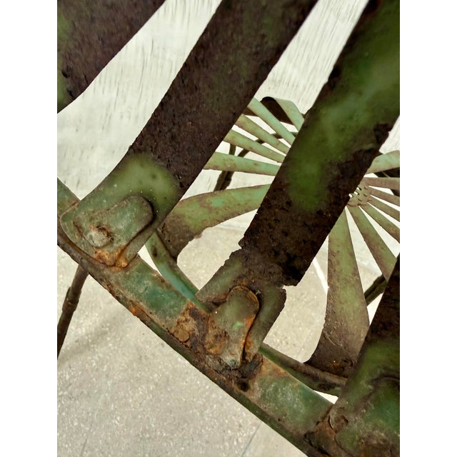Francois Carre ‘Sunburst’ French Green Art Deco Outdoor Garden or Patio Chair, Iron & Steel, Early 20th Century For Sale - Image 10 of 12